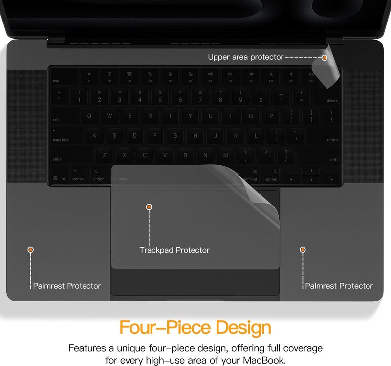 CaseBuy غطاء واقي لراحة اليد مجموعة ملحقات لجهاز MacBook Pro 16" 2022-2025 M4 M3 M2 M1 Pro/Max A3403 A3186 A2991 A2780 A2485، حماية من الخدوش للوحة المفاتيح - شفاف - Image 2
